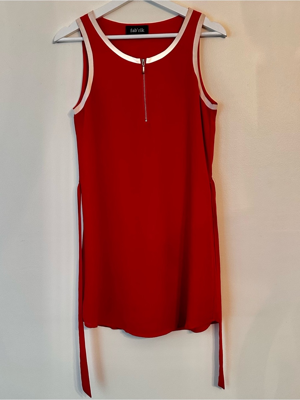 fab'rik Red + White Trim Dress Front Zip